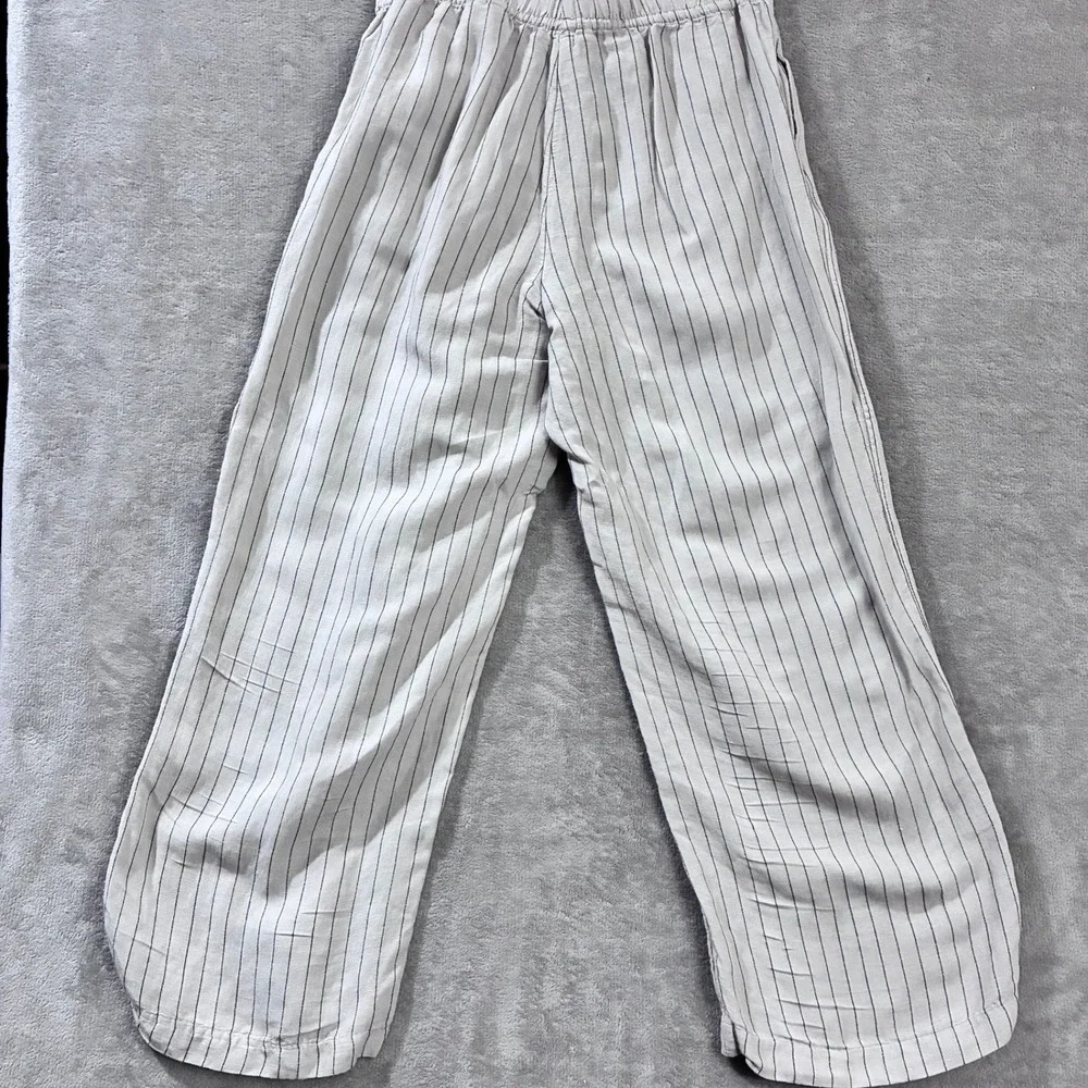 H&M Linen Blend Striped Pants Small Coastal Beachy Boho Lagenlook Capsule Resort